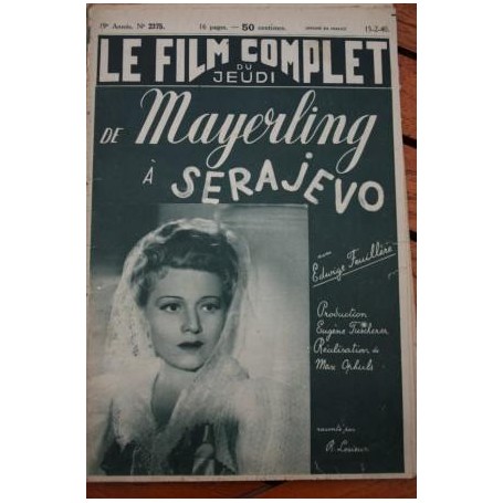 Edwige Feuillere Gabrielle Dorziat John Lodge De Mayerling a Sarajevo Max Ophuls