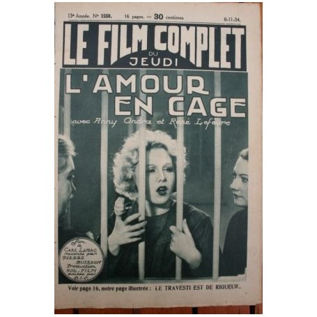 Anny Ondra Rene Lefevre Andre Berley L'Amour en cage Jean de Limur